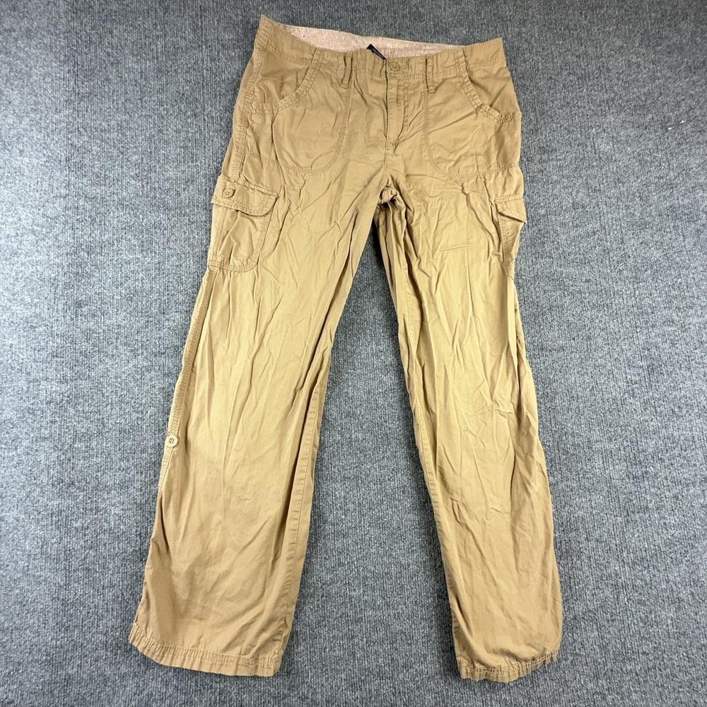 Faded Glory Pants Womens 10 Beige Cargo Twill Elastic Waist Travel Casual